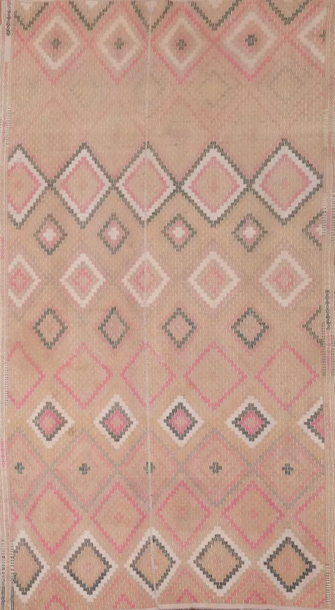 Elegant Pastel Diamond Style Kilim Area Rug 5x9