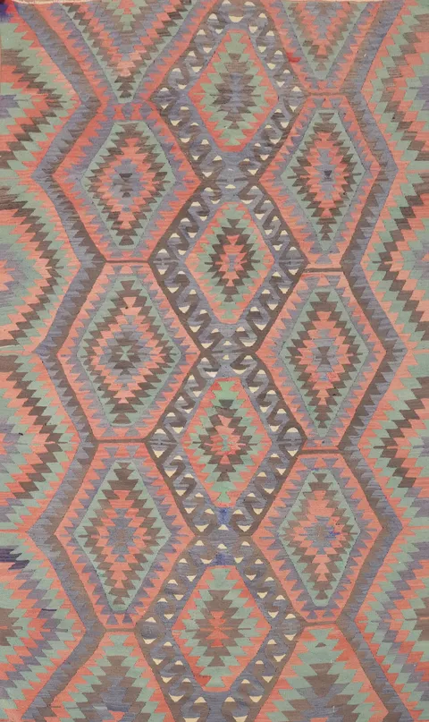 Vegetable Dye Kilim Geometric Area Rug 5x9