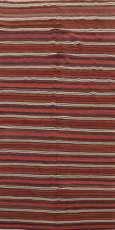 Striped Wool Kilim Vegetable Dye Area Rug 5x12