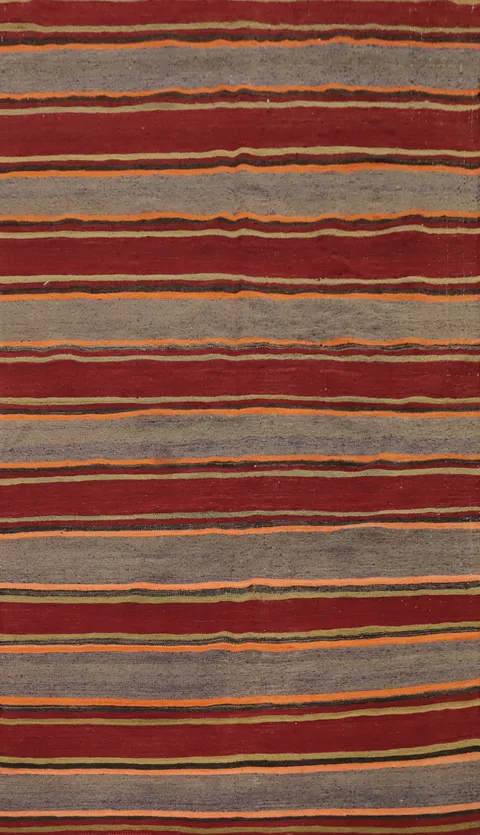 Striped Wool Kilim Vegetable Dye Area Rug 5x8