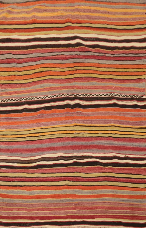Striped Wool Kilim Vegetable Dye Rug 5x7