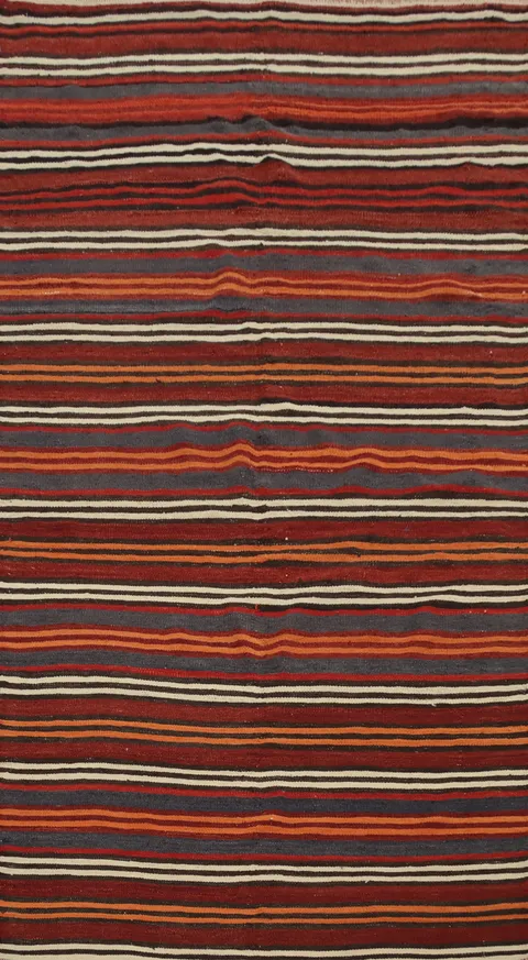 Vegetable Dye Striped Kilim Turkish Area Rug 5x8