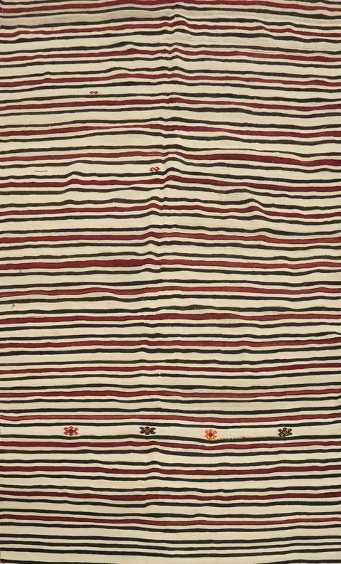 Elegant Handwoven Striped Kilim Area Rug 5x8 for Sophisticated Interiors