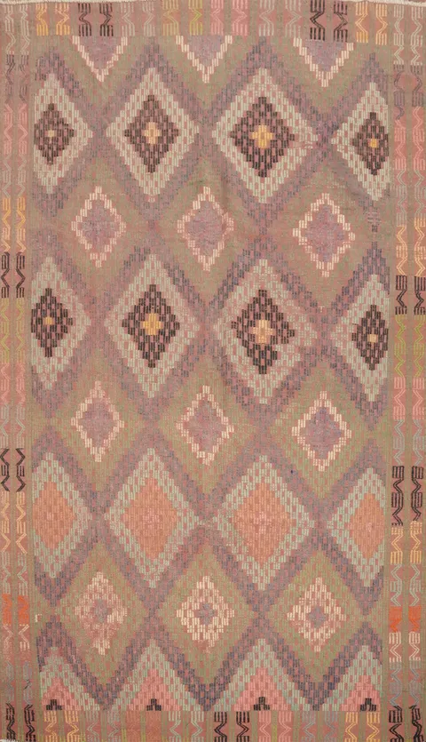 Add Warmth with a Rustic Diamond Patterned Kilim Area Rug 6x10