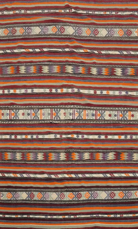 Vegetable Dye Kilim Turkish Area Rug 6x9