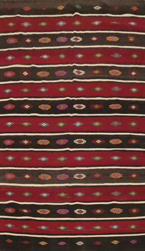 Vegetable Dye Kilim Geometric Area Rug 6x10