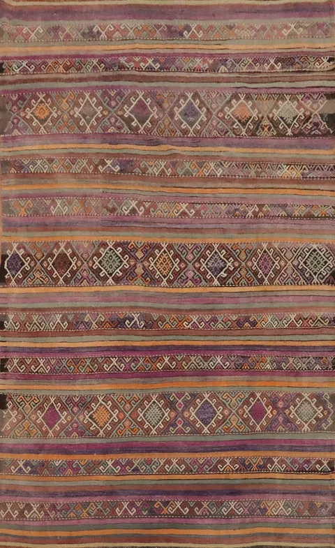 Vegetable Dye Kilim Geometric Area Rug 6x9
