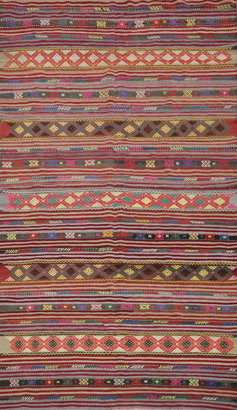 Vegetable Dye Kilim Geometric Area Rug 6x9