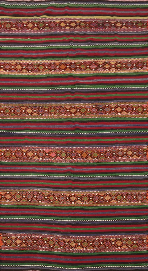 Handwoven Colorful Geometric Kilim Area Rug 6x10