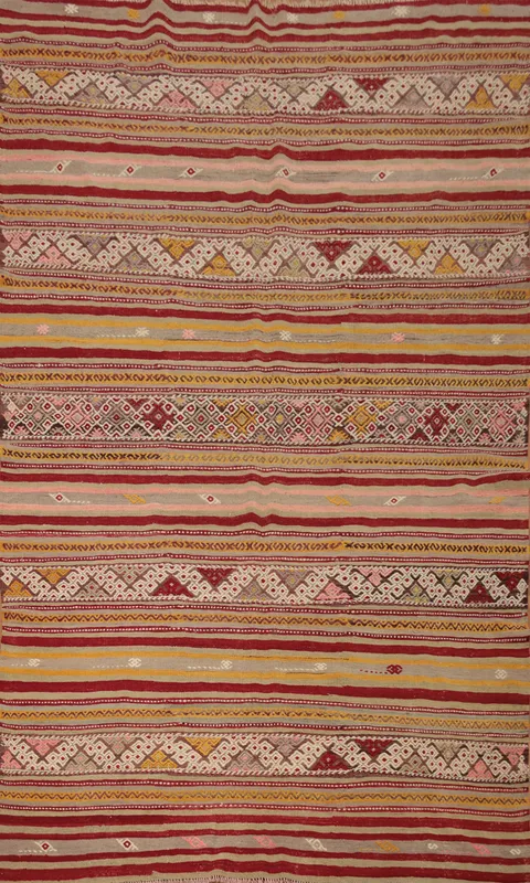 Vegetable Dye Kilim Turkish Area Rug 6x9