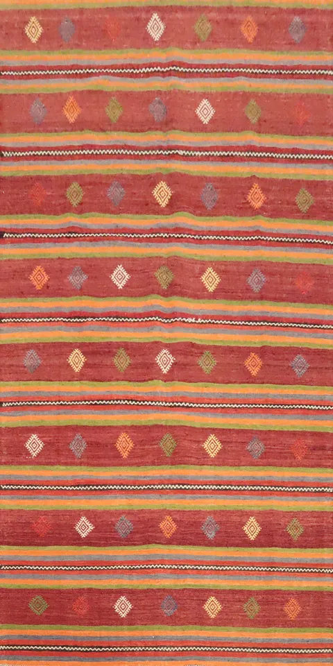 Vegetable Dye Kilim Geometric Wool Area Rug 6x10