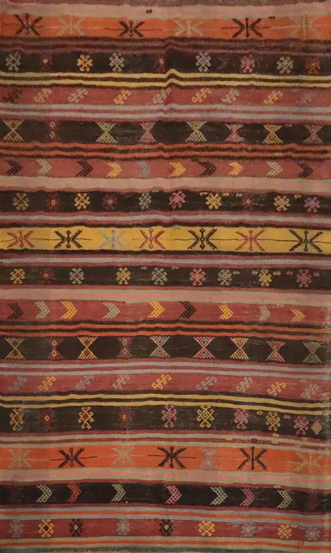 Vegetable Dye Kilim Turkish Area Rug 6x9