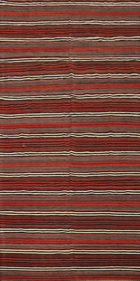 Vibrant Stripes Handwoven Wool Kilim Area Rug 5x11