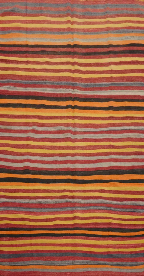Vegetable Dye Kilim Turkish Runner Rug 4x9