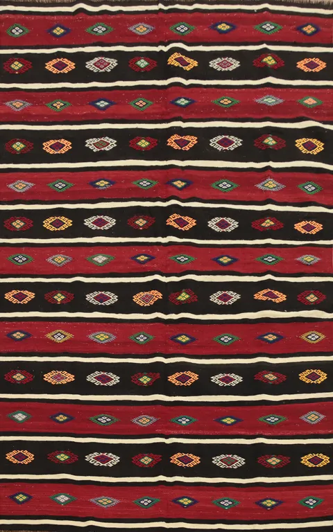 Vibrant Striped Kilim Area Rug 6x9 with Bold Colors and Patterns