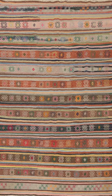 Vegetable Dye Kilim Turkish Area Rug 5x9