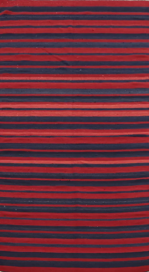 Vegetable Dye Kilim Striped Wool Area Rug 5x10