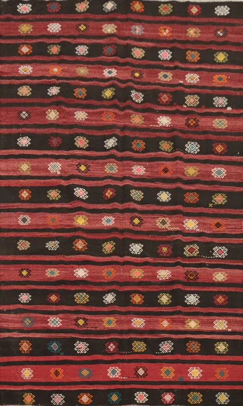 Vegetable Dye Kilim Geometric Wool Area Rug 6x10