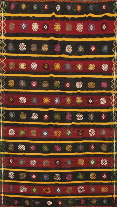 Vegetable Dye Kilim Geometric Area Rug 6x10