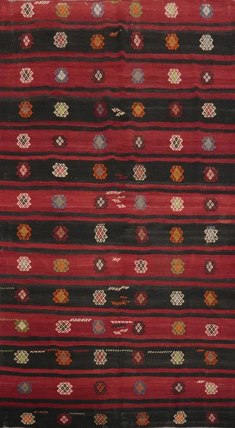 Geometric Kilim Vegetable Dye Area Rug 6x10