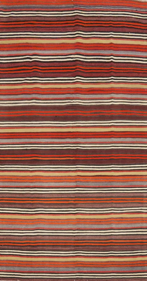 Striped Kilim Vegetable Dye Area Rug 5x10