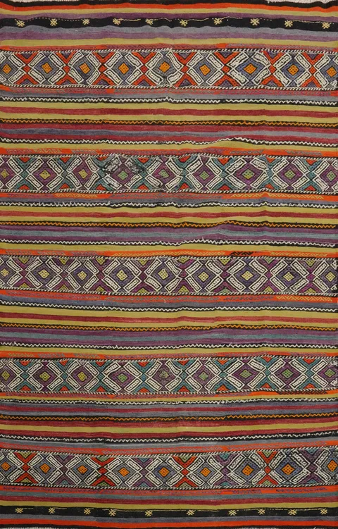 Striped Kilim Vegetable Dye Area Rug 6x9