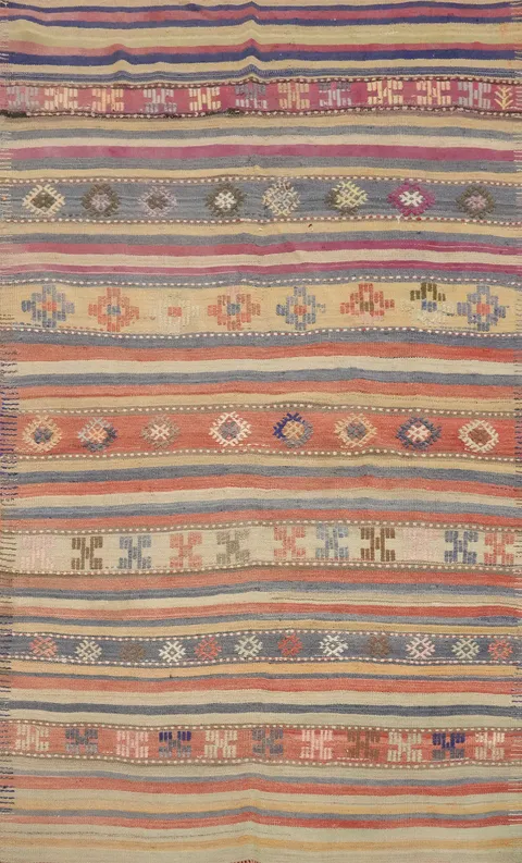 Geometric Kilim Vegetable Dye Area Rug 5x8