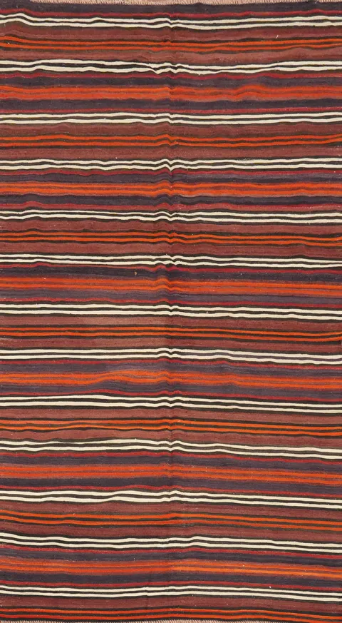 Vibrant Striped Kilim Area Rug 5x9 with Warm and Inviting Colors