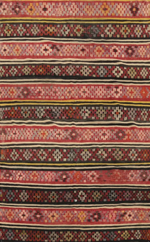 Vegetable Dye Kilim Geometric Area Rug 6x9