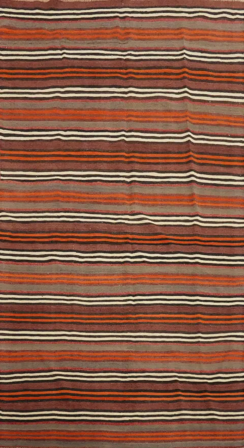 Vegetable Dye Kilim Striped Area Rug 5x10