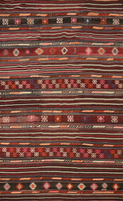 Vegetable Dye Kilim Geometric Area Rug 6x10