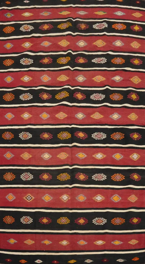 Vegetable Dye Kilim Geometric Area Rug 6x10