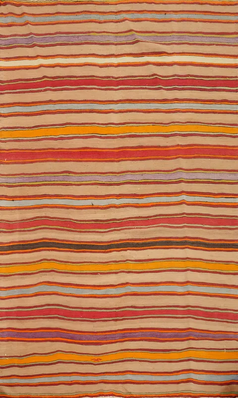 Vegetable Dye Kilim Striped Area Rug 6x8
