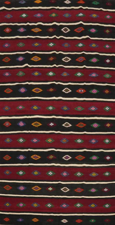Vegetable Dye Kilim Geometric Area Rug 6x11