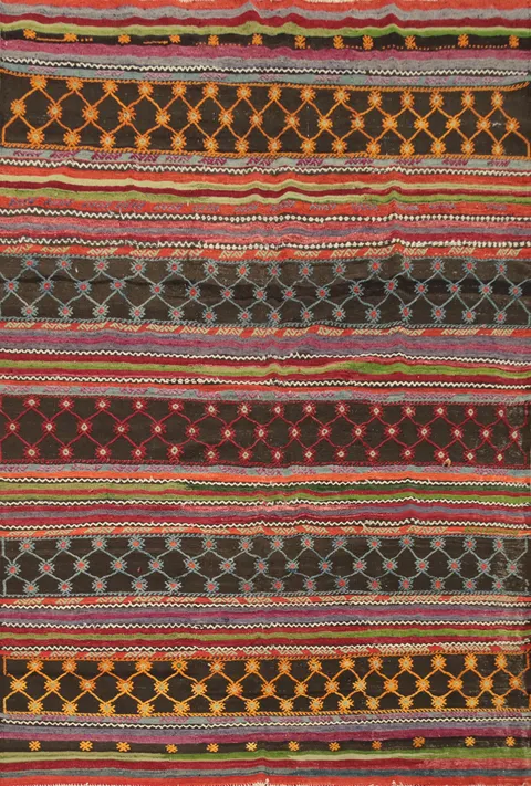 Vegetable Dye Kilim Geometric Wool Area Rug 6x8