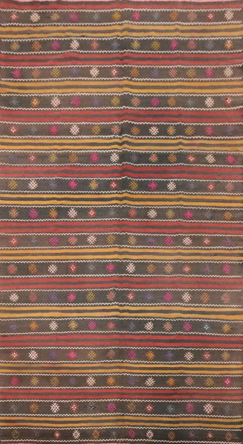 Vegetable Dye Kilim Turkish Area Rug 5x9