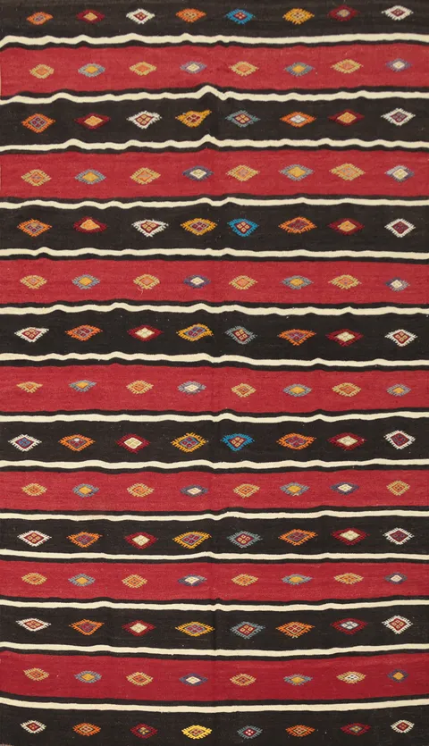 Vegetable Dye Kilim Geometric Area Rug 6x9