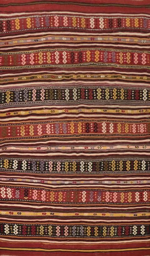 Vegetable Dye Kilim Geometric Area Rug 5x8