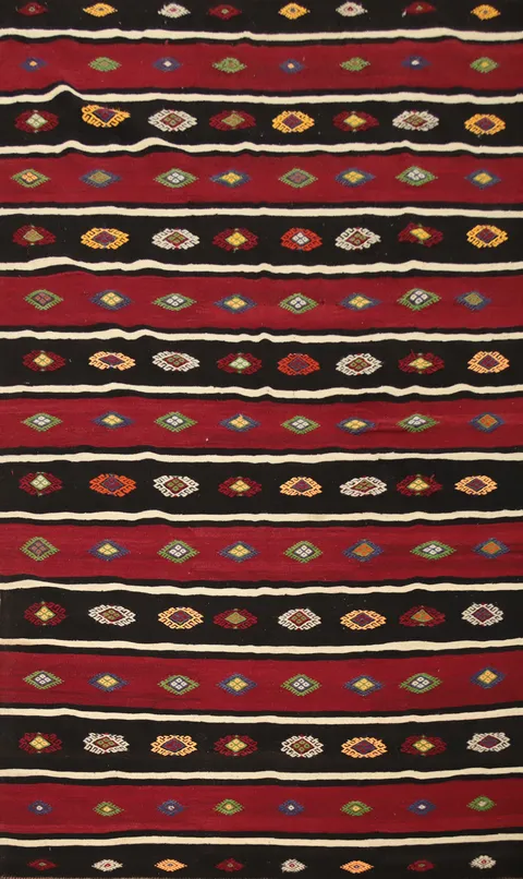 Vegetable Dye Kilim Geometric Area Rug 6x9