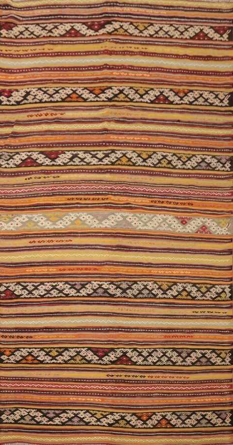Exotic Kilim Area Rug 5x9 with Ethnic Geometric Designs and Textures