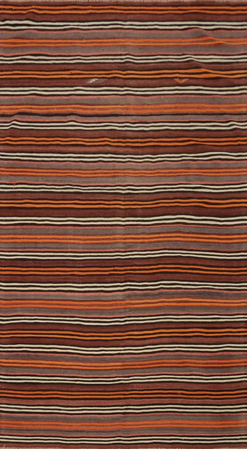 Sophisticated Stripes: Versatile Kilim Area Rug 5x10