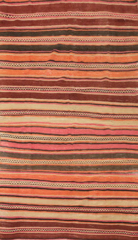 Warm Striped Kilim Rug 4x7 for Cozy Living Room Decor