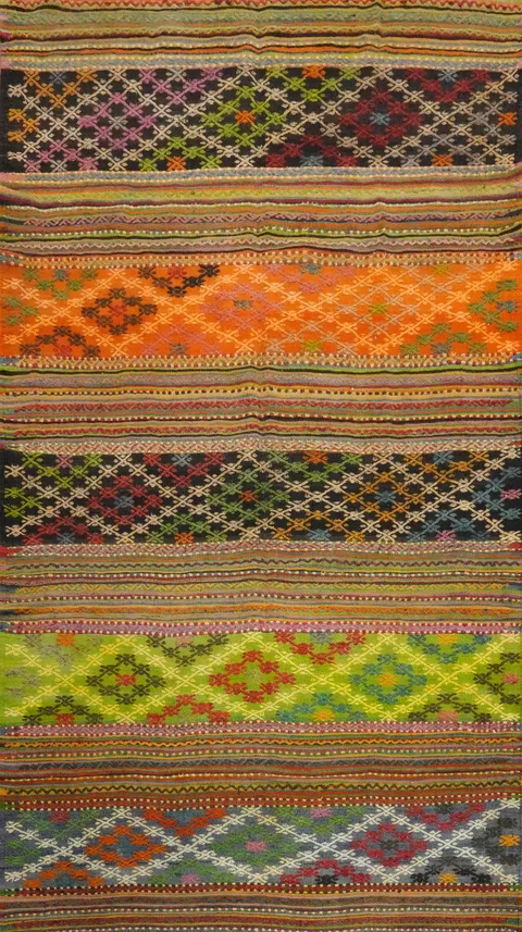 Vegetable Dye Kilim Geometric Wool Area Rug 6x10
