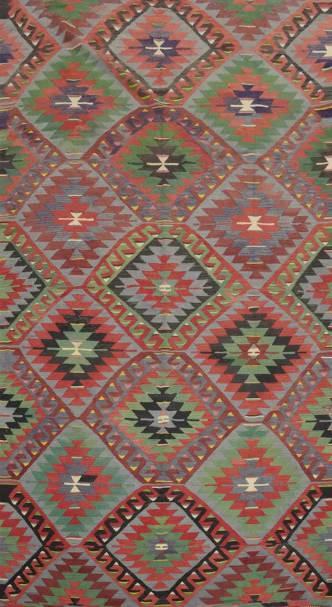 Vegetable Dye Kilim Geometric Wool Area Rug 6x10