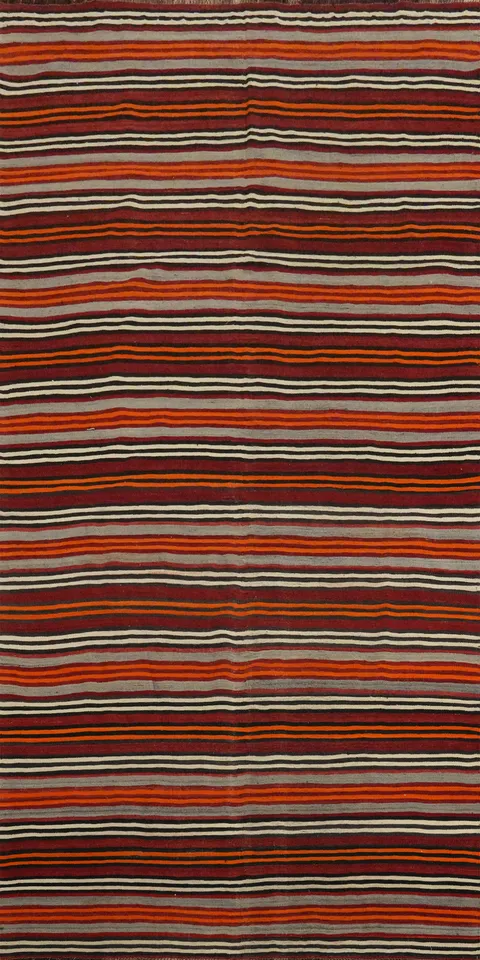 Vibrant Stripes Handmade Wool Kilim Area Rug 5x11