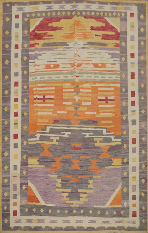 Vegetable Dye Wool Kilim Handwoven Area Rug 10x13