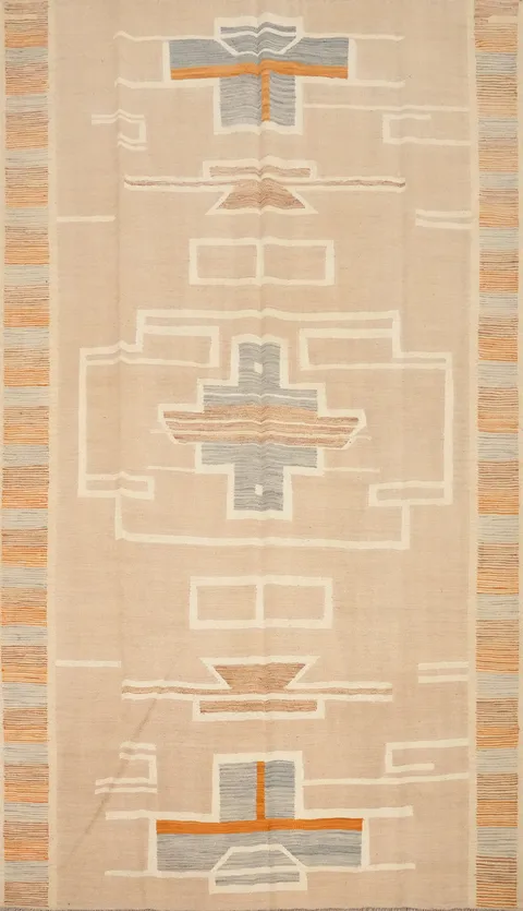 Vegetable Dye Geometric Kilim Handwoven Area Rug 7x10