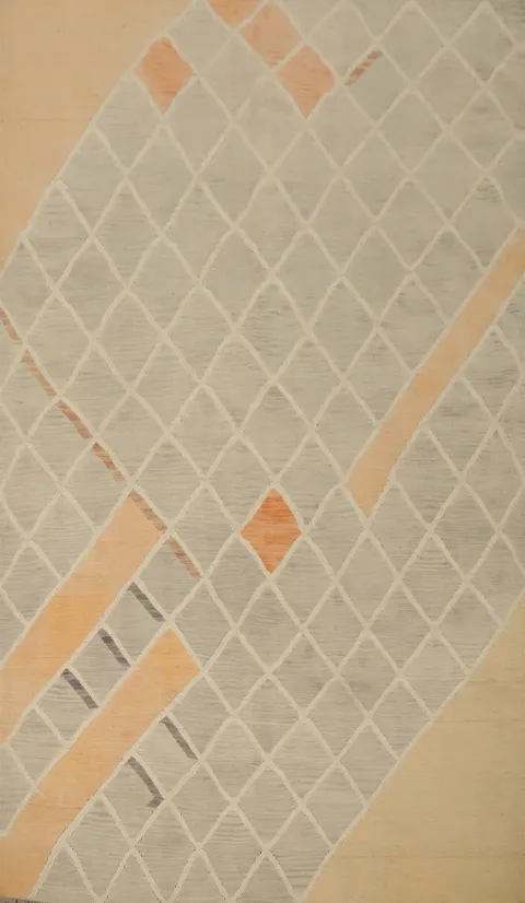 Elegant Geometric Kilim Area Rug 6x9 in Soft Pastel Shades