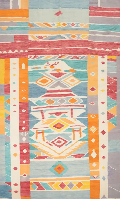 Vegetable Dye Kilim Flat Weave Area Rug 10x13
