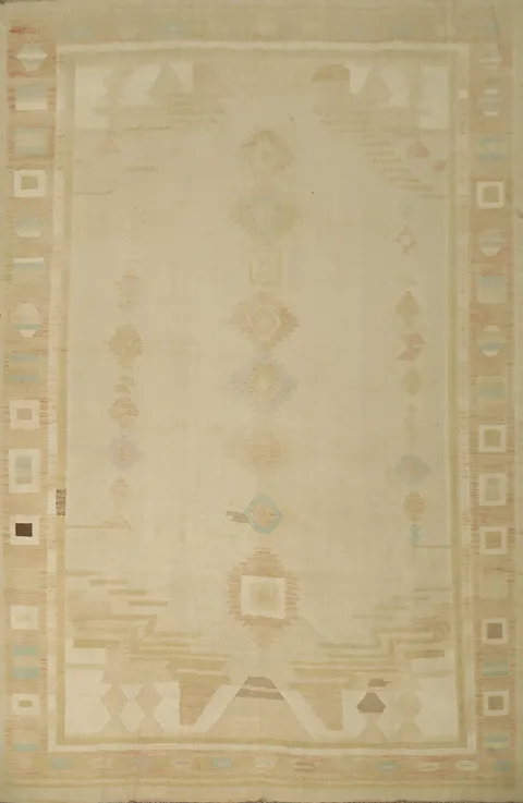 Vegetable Dye Geometric Kilim Flat Weave Area Rug 10x13